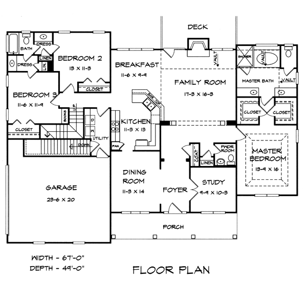 Craftsman Traditional Level One of Plan 58234