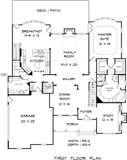 House Plan 58236 First Level Plan