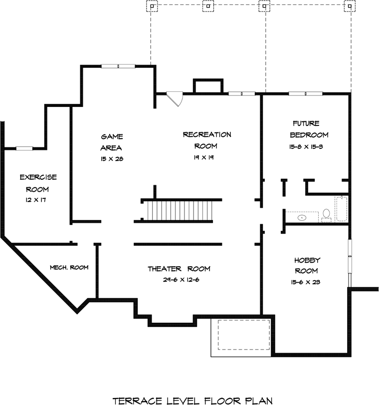 Craftsman Traditional Lower Level of Plan 58237