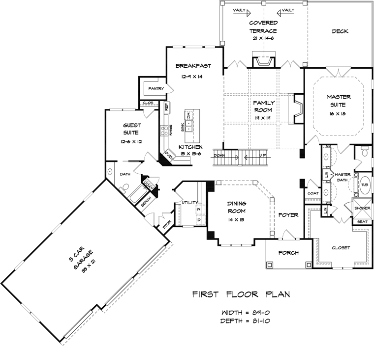 Craftsman Traditional Level One of Plan 58237