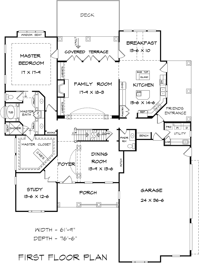 Craftsman Traditional Level One of Plan 58238