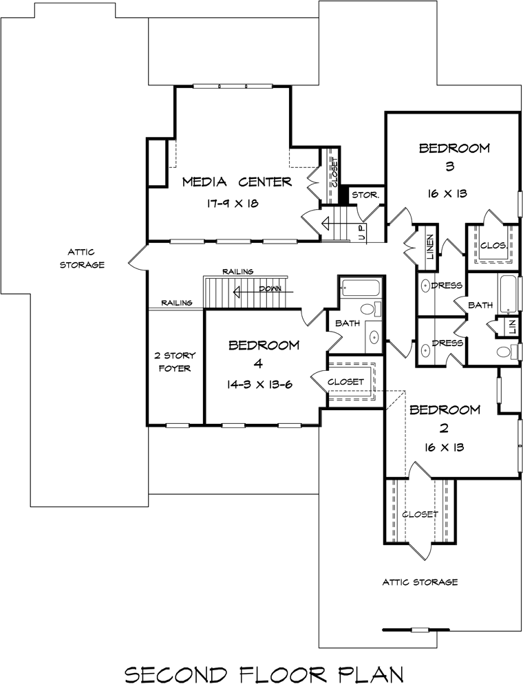 Craftsman Traditional Level Two of Plan 58238