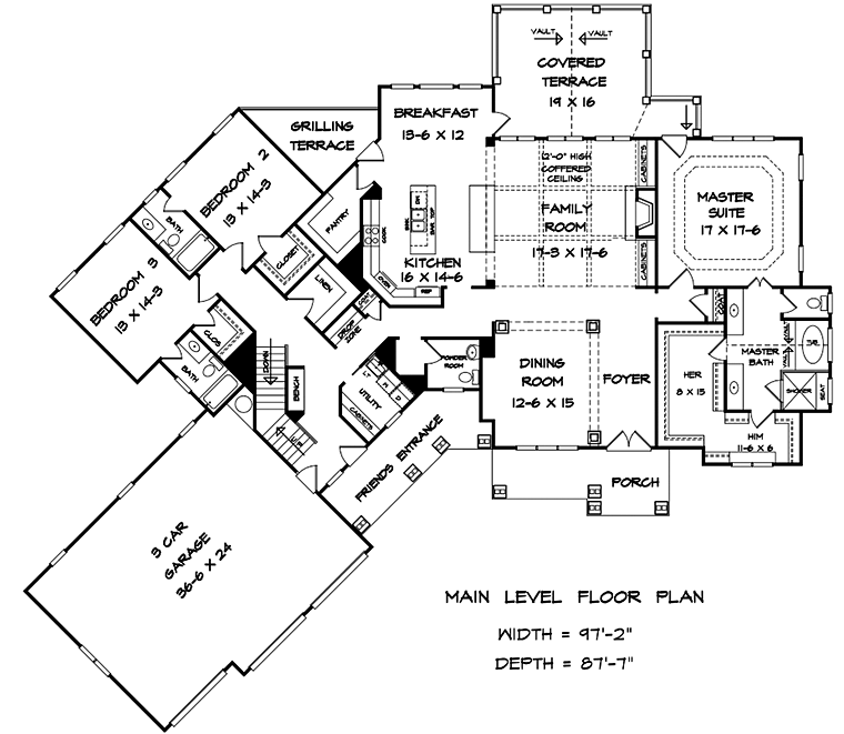 Craftsman Historic Level One of Plan 58249