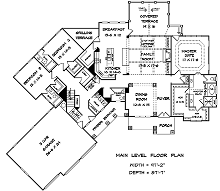 House Plan 58249 First Level Plan