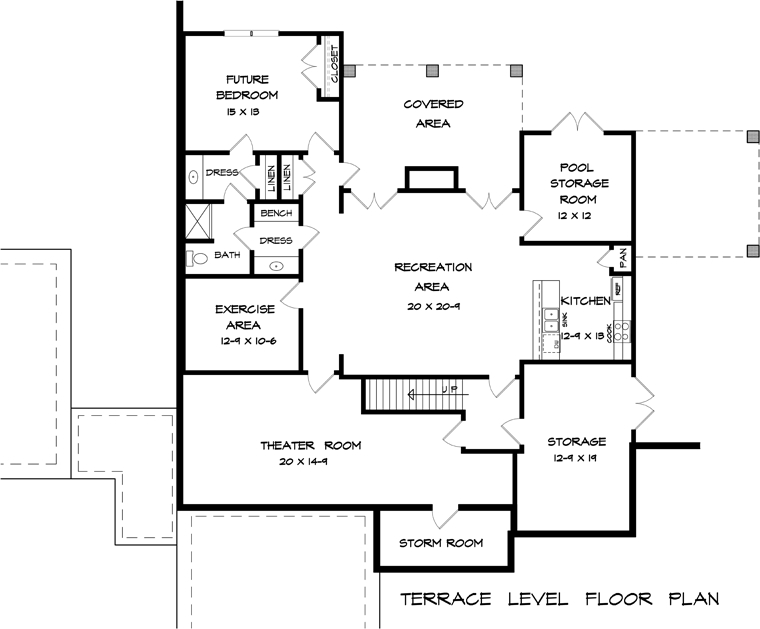 Craftsman Traditional Lower Level of Plan 58250