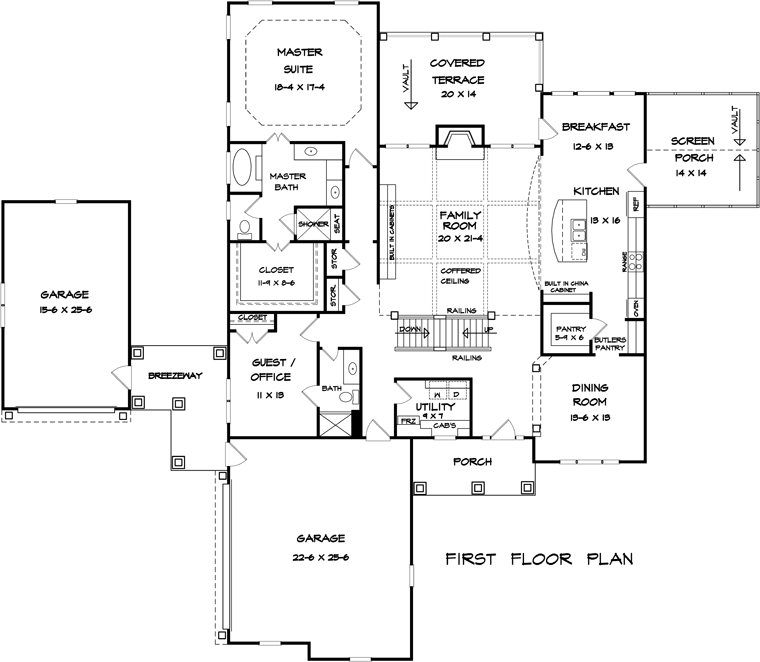 Craftsman Traditional Level One of Plan 58250