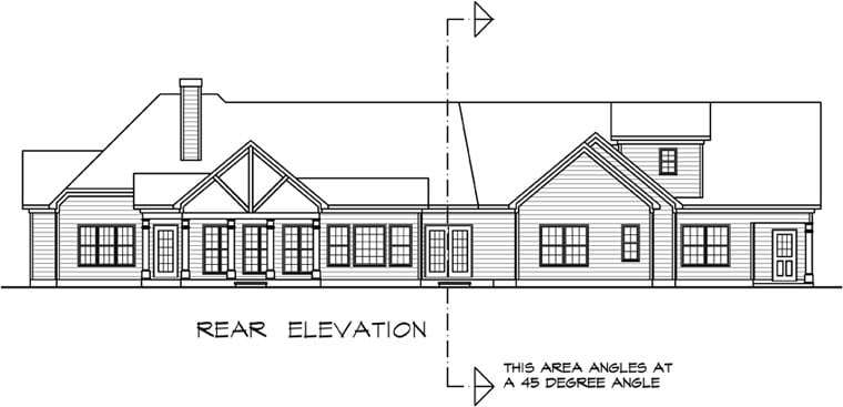 Craftsman Traditional Rear Elevation of Plan 58251