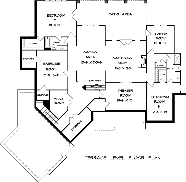 Craftsman Lower Level of Plan 58253