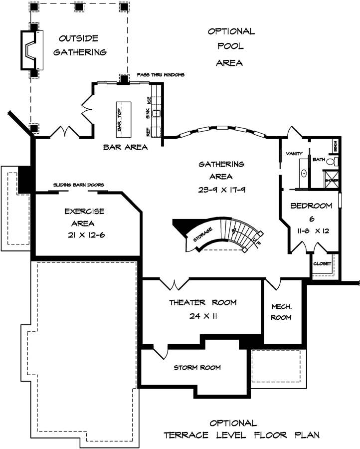 Craftsman European Traditional Lower Level of Plan 58256