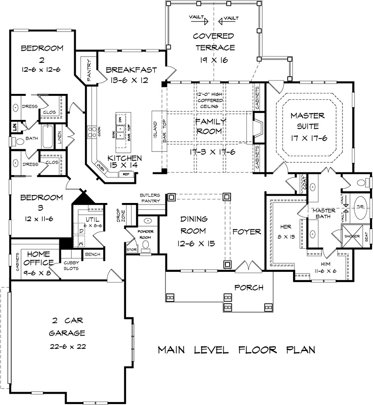 Craftsman Alternate Level One of Plan 58257