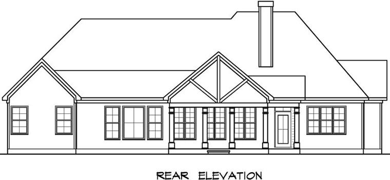 Craftsman Rear Elevation of Plan 58257