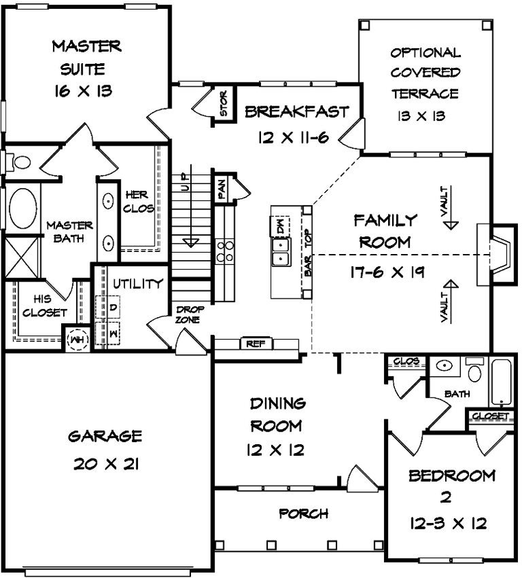 Craftsman Traditional Level One of Plan 58258