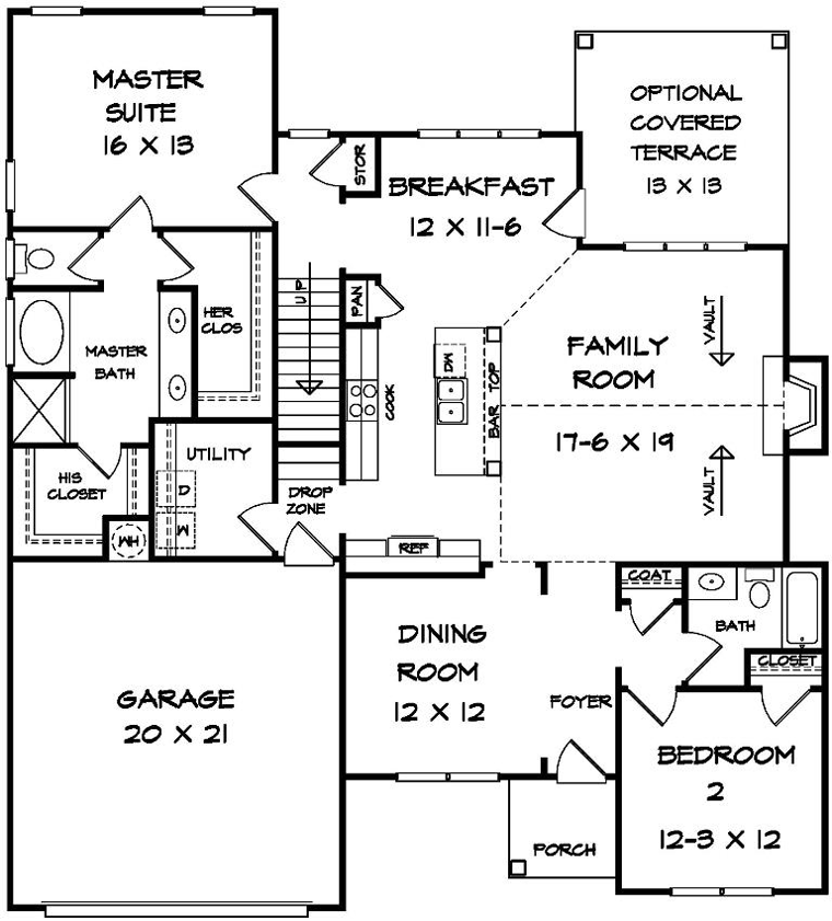 Craftsman Traditional Level One of Plan 58259