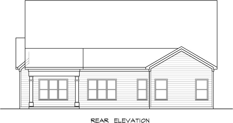 Craftsman Traditional Rear Elevation of Plan 58259