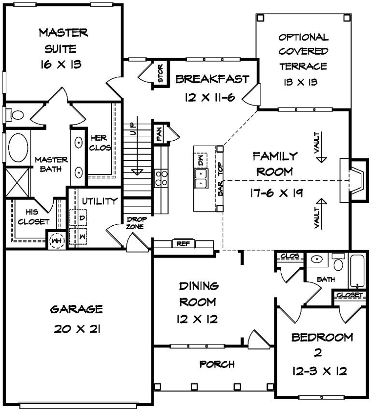 Craftsman Traditional Level One of Plan 58261