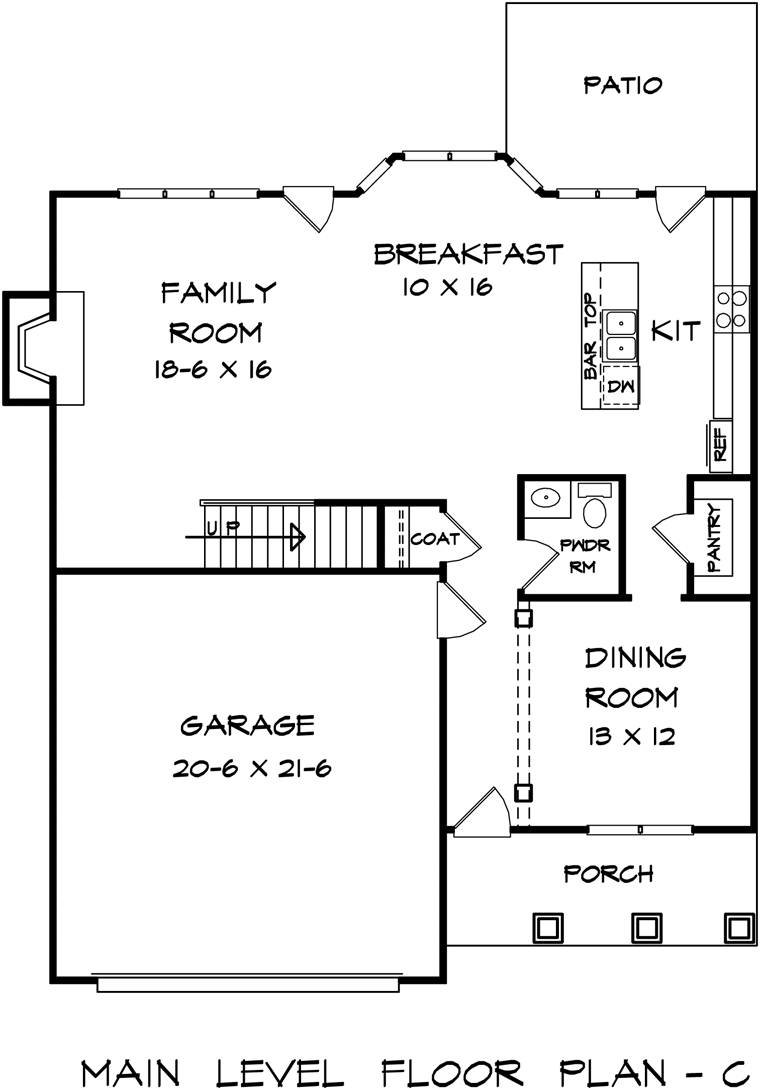 Country Craftsman Traditional Level One of Plan 58266