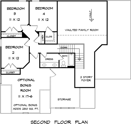 House Plan 58267 Second Level Plan