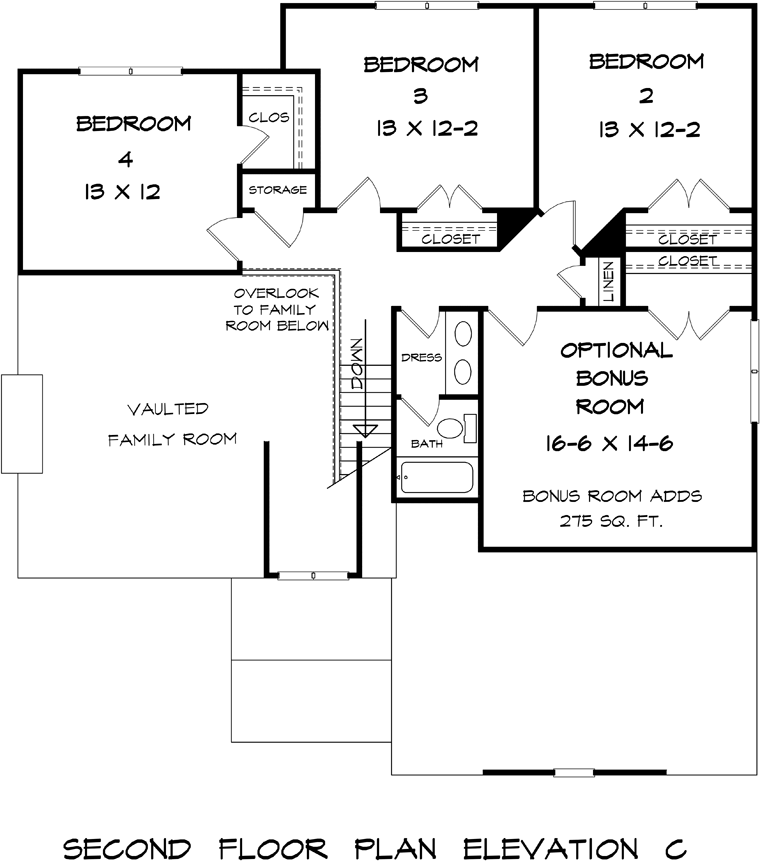 Cottage Craftsman Traditional Level Two of Plan 58268