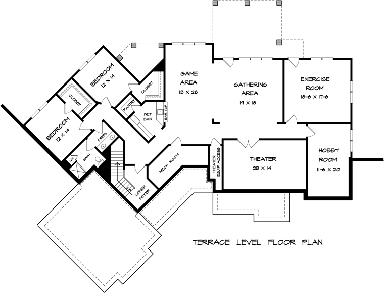 Craftsman Traditional Lower Level of Plan 58269