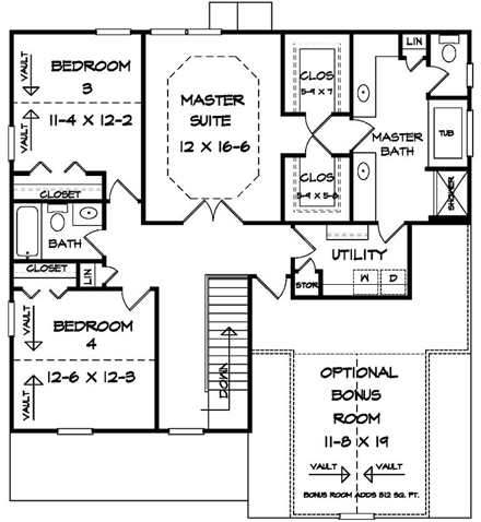House Plan 58270 Second Level Plan