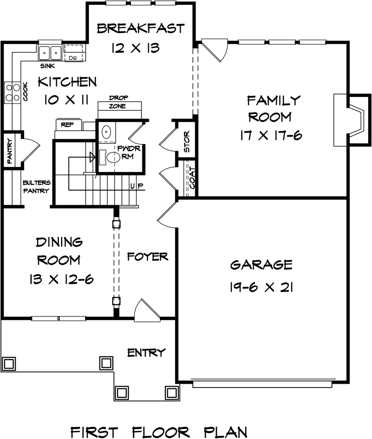 Craftsman Traditional Level One of Plan 58271