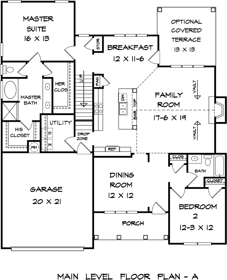 Craftsman Traditional Level One of Plan 58275