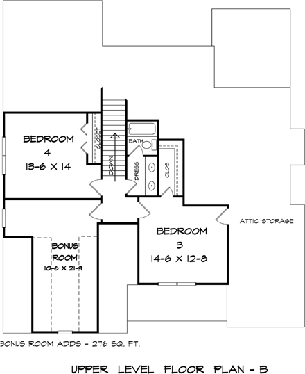 House Plan 58275 Second Level Plan