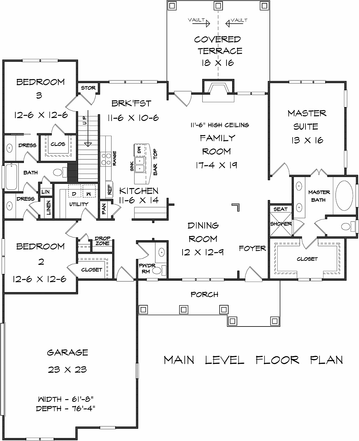 Bungalow Craftsman Level One of Plan 58281