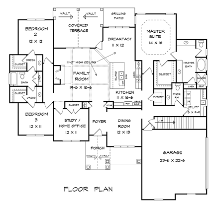 House Plan 58284 First Level Plan