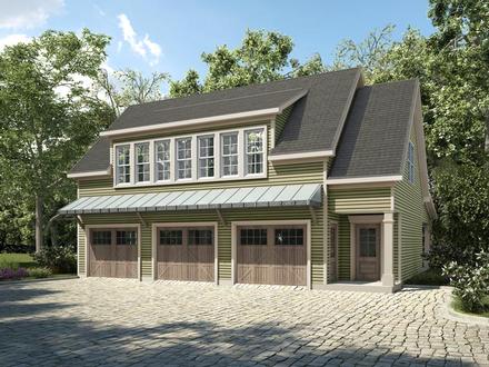 Garage-Living Plan 58287 Elevation