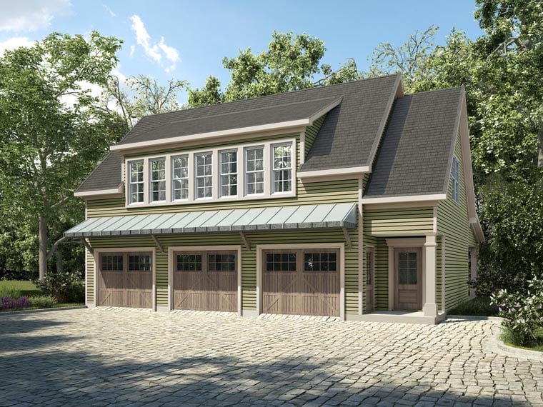 Traditional Style 3  Car  Garage  Apartment  Plan  58287