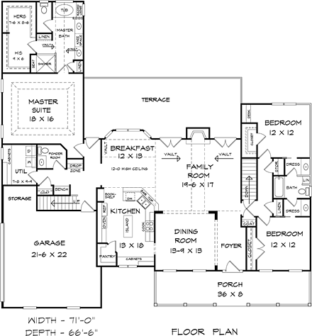 House Plan 58288 First Level Plan