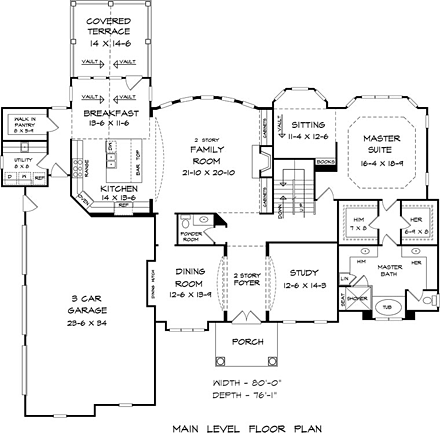 House Plan 58289 First Level Plan