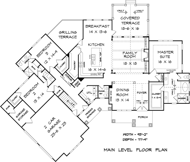 Cottage Country Craftsman Traditional Level One of Plan 58290