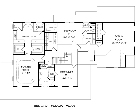 House Plan 58291 Second Level Plan