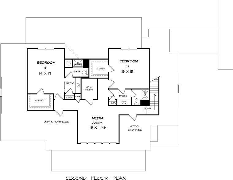 Colonial Contemporary Country Southern Level Two of Plan 58292