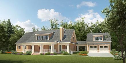 Colonial Contemporary Country Southern Elevation of Plan 58292