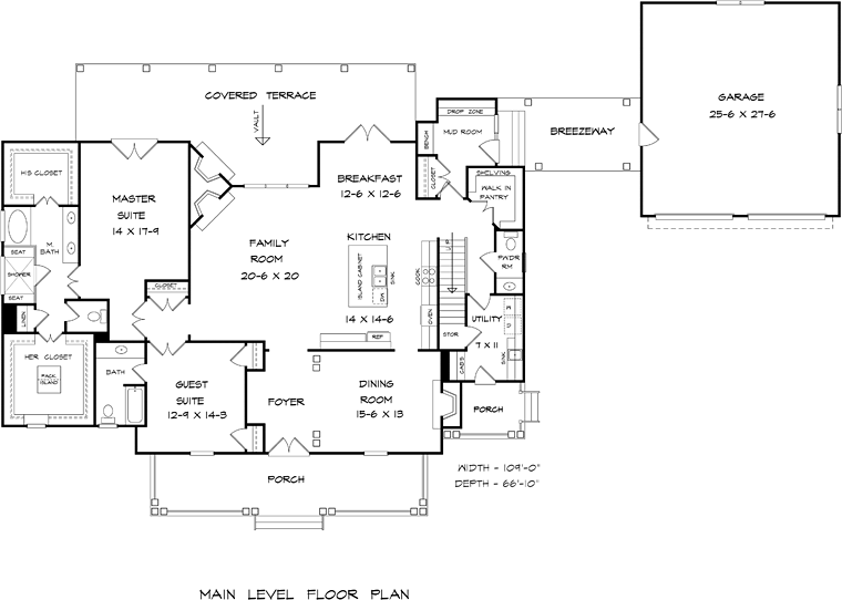 Contemporary Country Southern Level One of Plan 58293