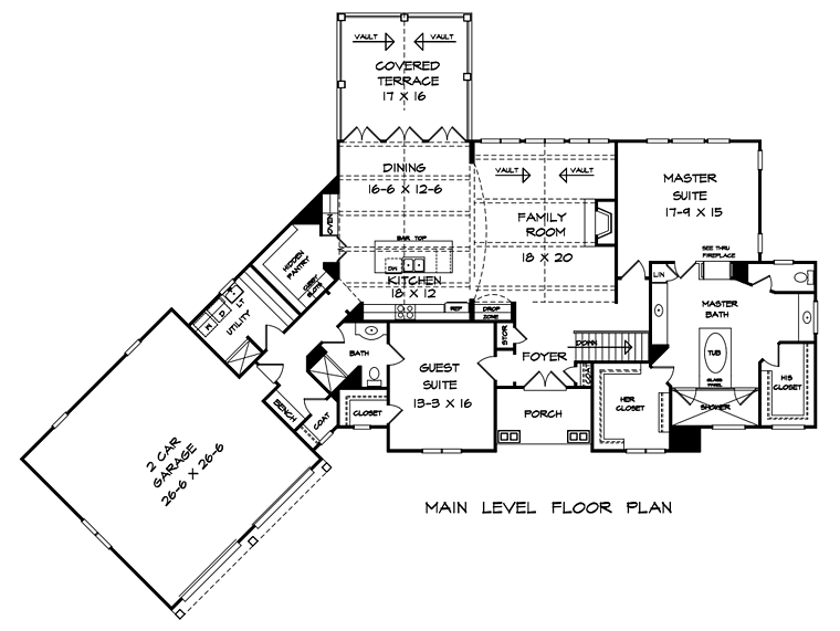 Country Craftsman Traditional Level One of Plan 58294