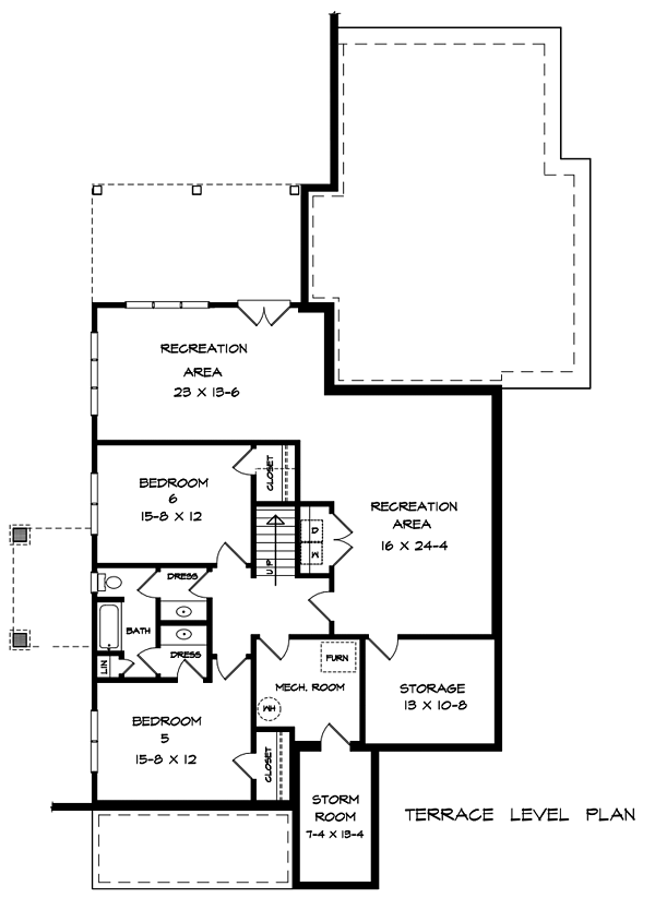 Colonial Craftsman Southern Traditional Lower Level of Plan 58295