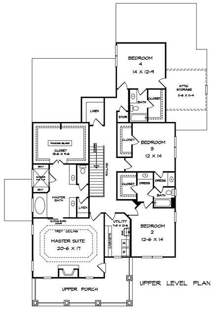 House Plan 58295 Second Level Plan