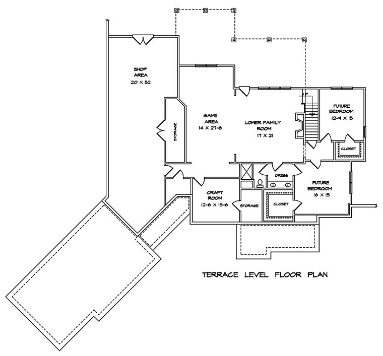 Cottage Country Craftsman Lower Level of Plan 58296