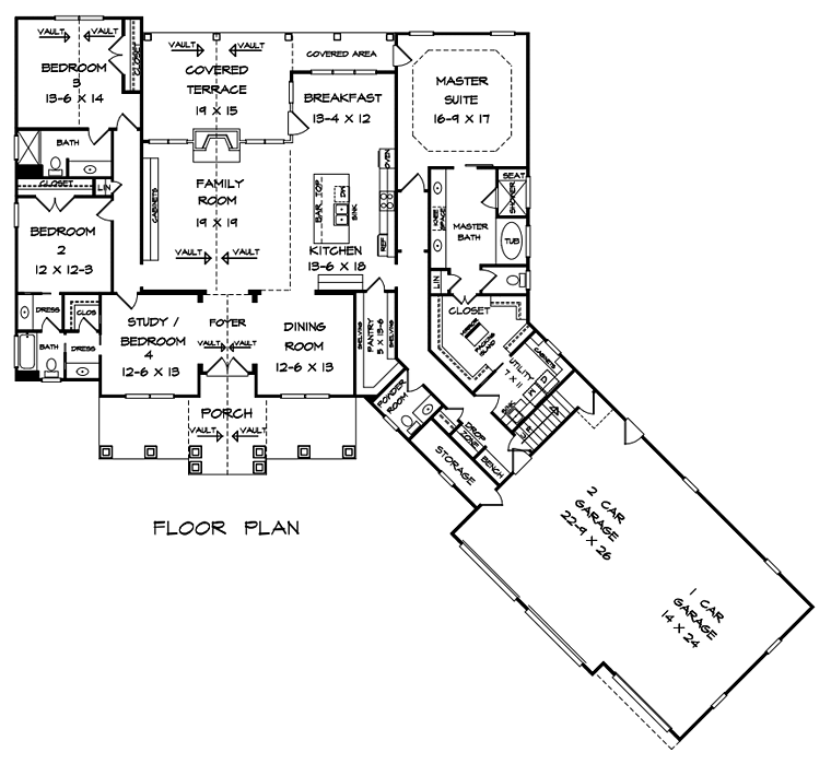 Cottage Country Craftsman Level One of Plan 58297