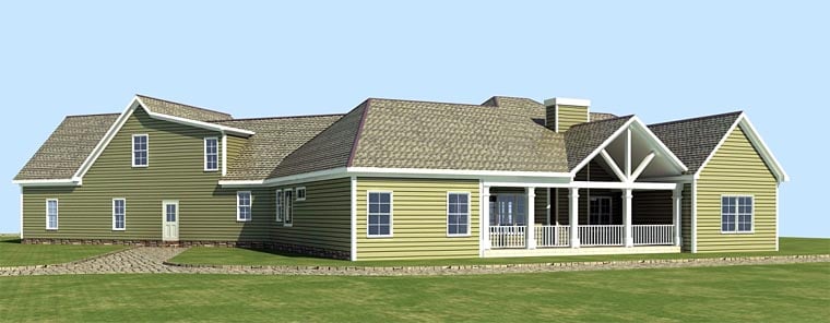 Cottage Country Craftsman Rear Elevation of Plan 58297