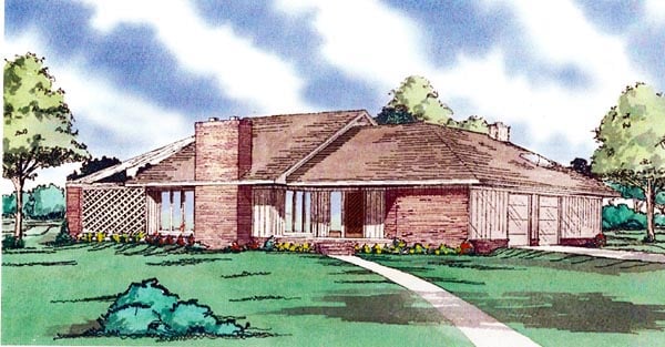 Contemporary Plan with 2121 Sq. Ft., 3 Bedrooms, 3 Bathrooms, 2 Car Garage Elevation