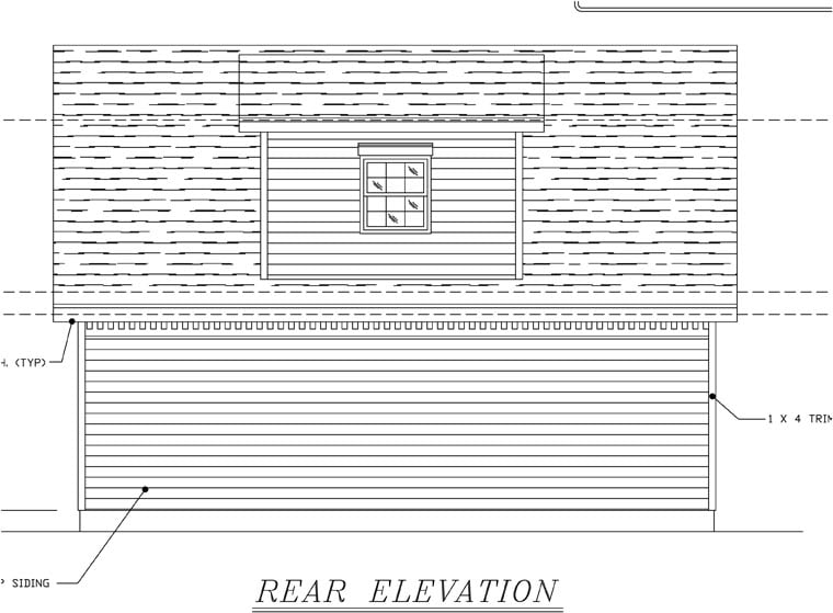 Colonial Rear Elevation of Plan 58417