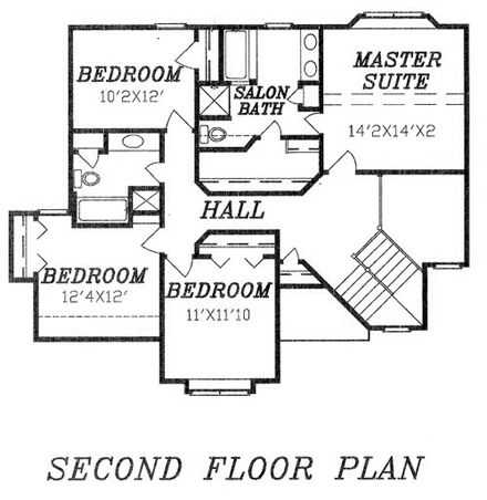 House Plan 58476 Second Level Plan