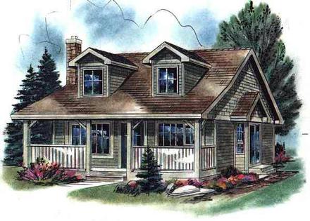 Cape Cod Narrow Lot One-Story Elevation of Plan 58508