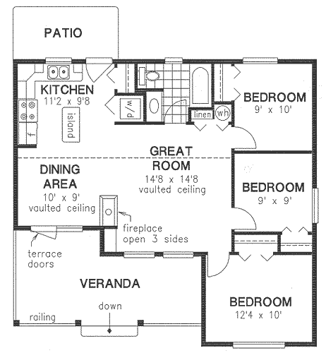 Narrow Lot One-Story Ranch Level One of Plan 58511