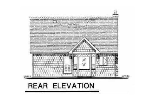 Cape Cod Narrow Lot Rear Elevation of Plan 58514